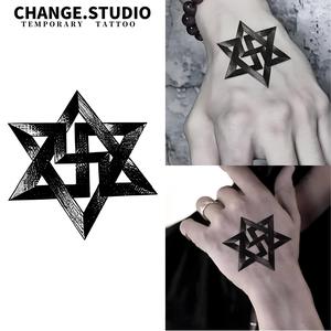 Hình xăm dán tạm thời, hình xăm tay hình ngôi sao lục giác, kéo dài trong 15 ngày, không thấm nước, không sợ ma sát, với nhãn dán hình xăm