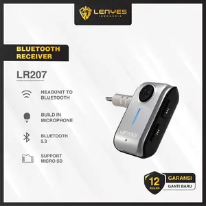 LENYES LR207 Bluetooth Receiver Aux 3.5mm Wireless Adapter 5.3 Alat Bluetooth Salon Speaker Audio Mobil Mp3 Player With Mic
