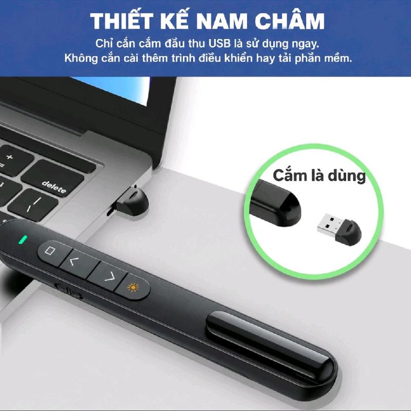 Bút Trình Chiếu Powerpoint Thuyết Trình Laser TEKKIN M8 Chiếu Slide Điều khiển 2 Màn Hình Xa 100m