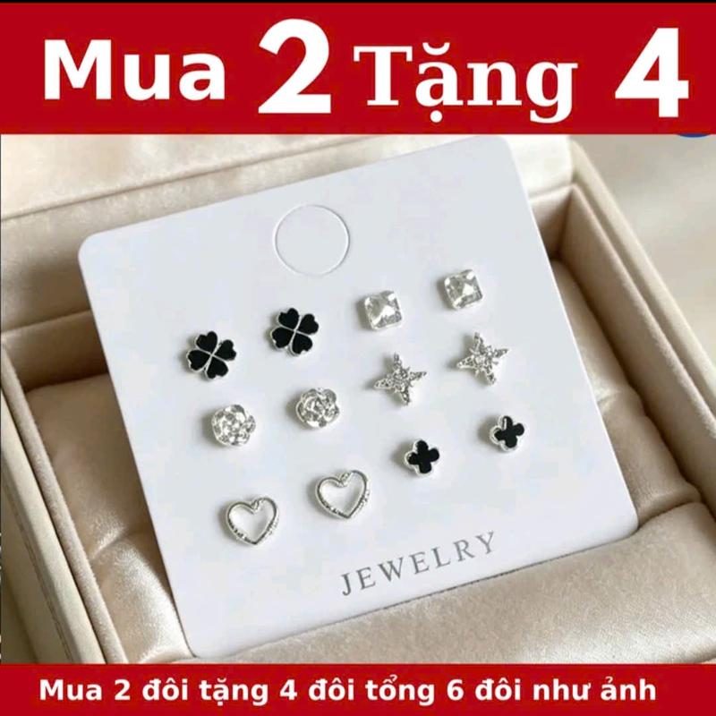 Mua 2 đôi bông tai/khuyên tai cỏ bốn lá tặng 4 đôi khuyên tai xinh xắn