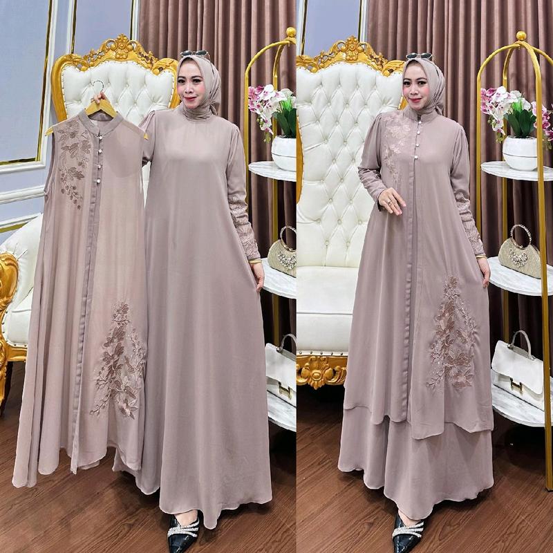 GAMIS KARINA SET ROMPI BAHAN CERUTY LD 110 PB 138 BB 45-75KG BEST SELLER    ld 120 muat bb 55-85kg 1