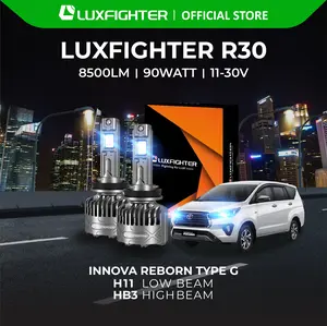 LUXFIGHTER R30 H11 HB3 LAMPU MOBIL LED TOYOTA INNOVA REBORN TYPE G H11 LOW BEAM HB3 HIGH BEAM PNP