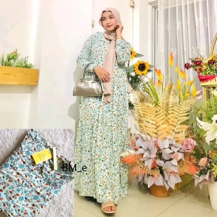 dres motif phelicia original dres katun rayon dres harian Muslim Wanita