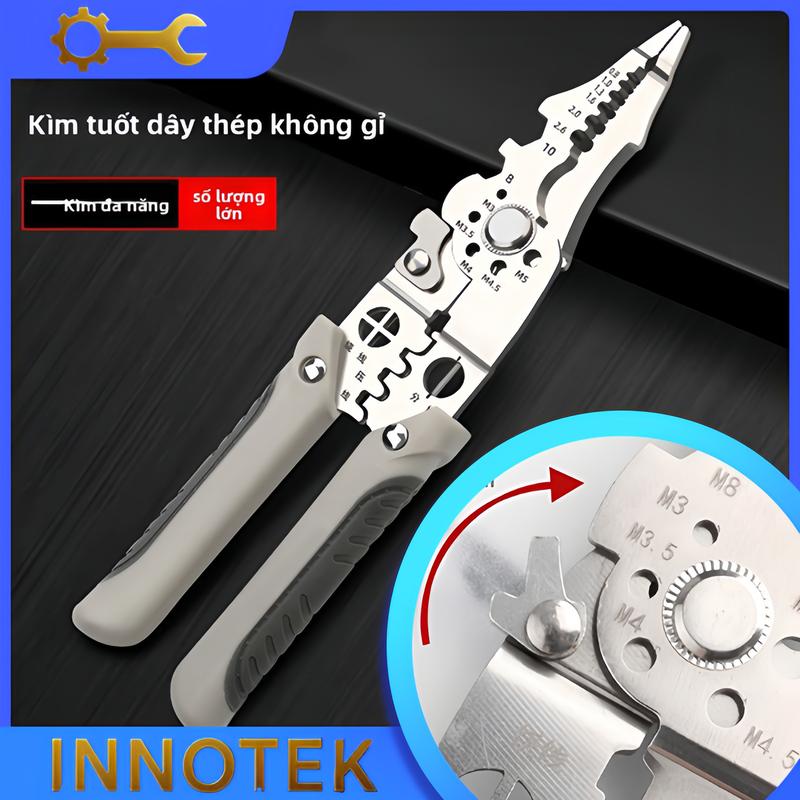 Kìm tuốt dây đa năng chuyên nghiệp kìm cắt dây bấm cốt tách vỏ xoắn dây inox chắc khỏe dụng cụ sửa chữa & phần cứng điện