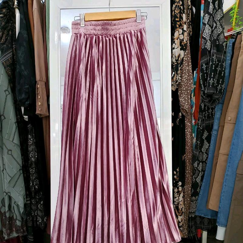 Rok plisket beludru kakya wanita moden dan kekinian free size quality premium Panjang 90cm 7