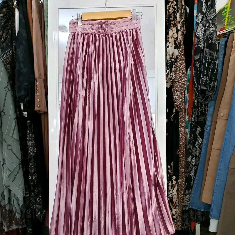 Rok plisket beludru kakya wanita moden dan kekinian free size quality premium Panjang 90cm 6