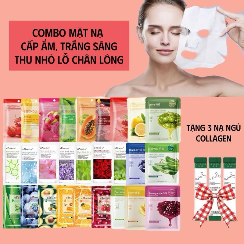  Combo 50 Mặt nạ dưỡng trắng sáng mix theo tình trạng da mặt nạ trái cây thảo mộc cấp ẩm da khô kìm dầu giảm mụn da yếu lão hóa 