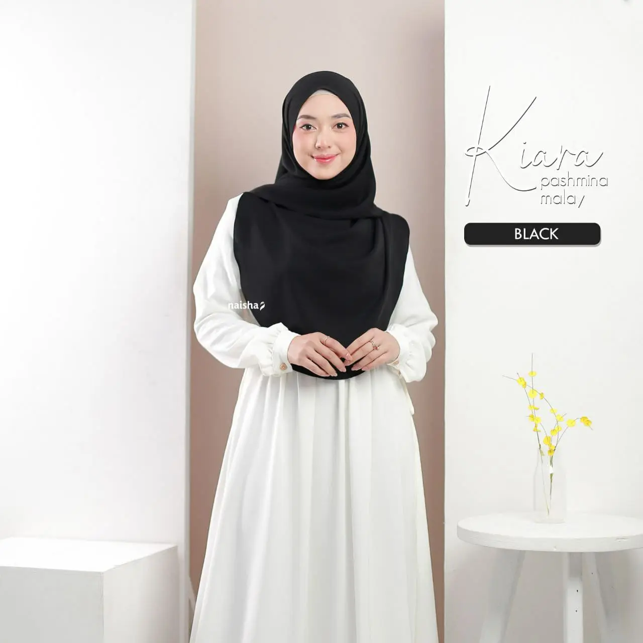 Kiara Pashmina by Naisha -  Pashmina malay premiium Hijab kekinian terbaru 2024 Polos / pashmina ceruty babydoll premium Panjang Muslim Kerudung Wanita