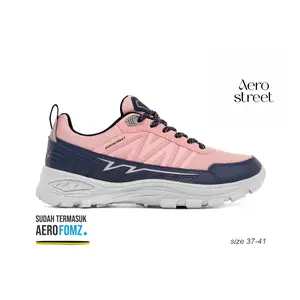 Aerostreet LC Trex Sepatu Outdoor Sneakers Wanita Pria 37-41 Abu Biru Tua Merah Muda Hiking Ringan Nyaman