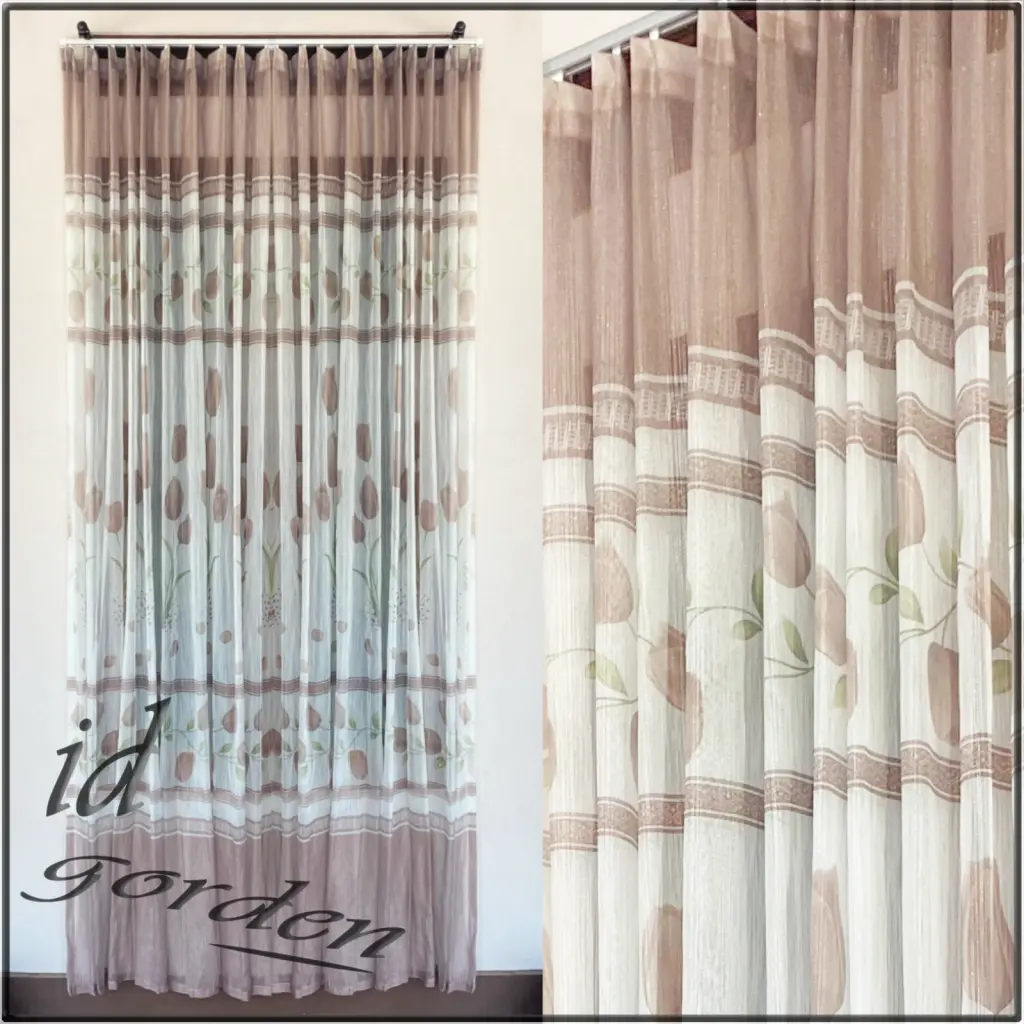 Vitrase Daleman Gorden Motif Tulip Import Polos Putih Transparan Murah Tebal