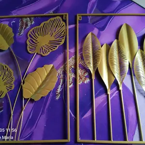 Warna WALL Decor Hiasan Dinding Aesthetic Bahan Metal Nordic Hiasan Bunga Ruang Tamu Estetik Inding Besi  Ruang NEW 40*60cm Tanaman Logam Daun Tenang Dekorasi Rumah