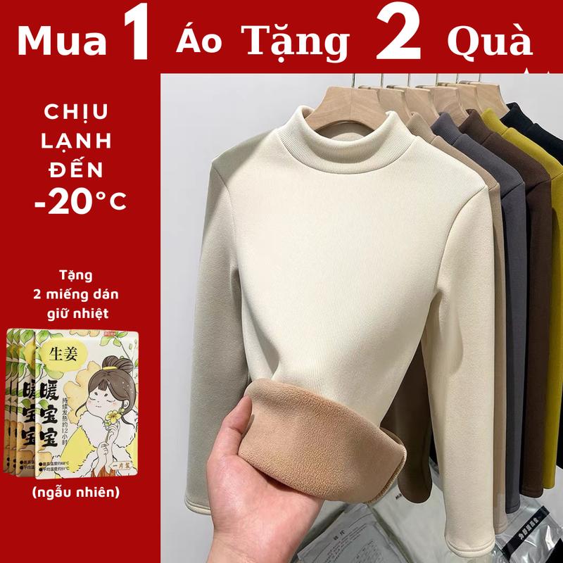  {MUA 1 ÁO TẶNG 2 QUÀ}AL504 Áo Thun Giữ Nhiệt Lót Lông Áo len giữ nhiệt nam nữ lót lông siêu ấm cổ cao áo giữ nhiệt nam nữ lót lông cao cấp áo giữ nhiệt nữ dày dặn dành cho đại hàn tặng quà ngẫu nhiên ||HẠNH HOÀNG DESIGN 