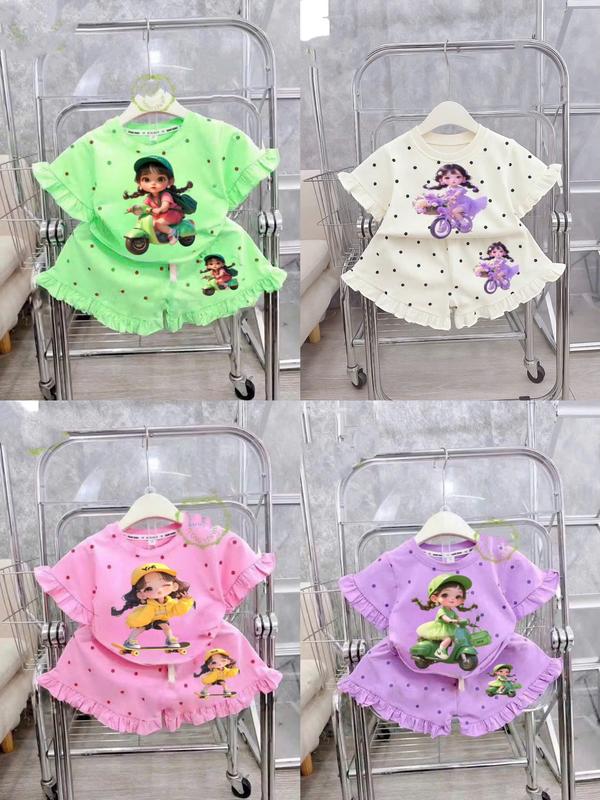  COMBO 2,4 quần áo cộc tay .bèo in hình bé gái siêu dáng yêu ngộ nghĩnh.. DÀNH cho bé từ 8-45kg 