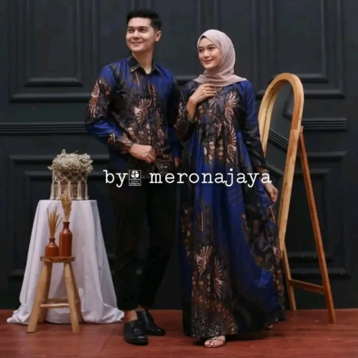 Batik Hawi Set Gamis Couple Polyester Gamis Busui Batik Couple Pasangan Lengan Panjang Seragam Kekinian Katun Motif Manuk Tarung