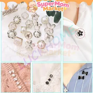 Bros Pin Fashion 10 PCS /Mini Bros Pin Hijab Fashion Wanita Model  Invisible Tanpa Kancing Dapat Dilepas