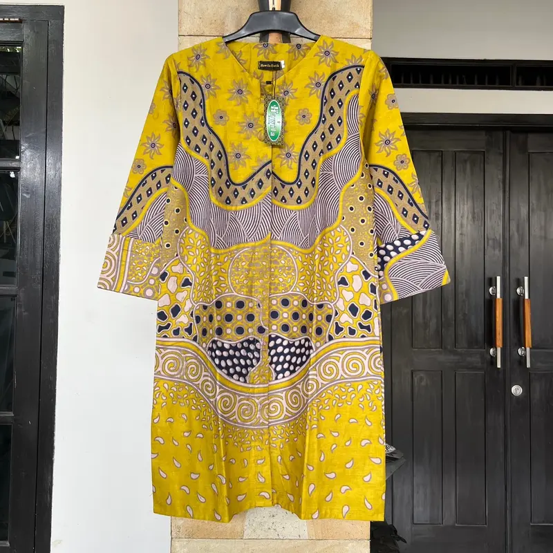 Kemeja Batik dan Tunik Sarimbit Warna Lemon 1