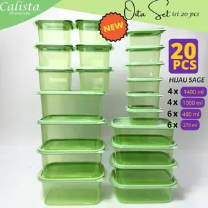 NEW OITA 20 PCS CALISTA TOPLES MAKANAN SET WADAH PENYIMPANAN MAKANAN SET TOPLES BENING TOPLES TRANSPARAN KEDAP UDARA VARIAN TERBARU CALISTA OITA