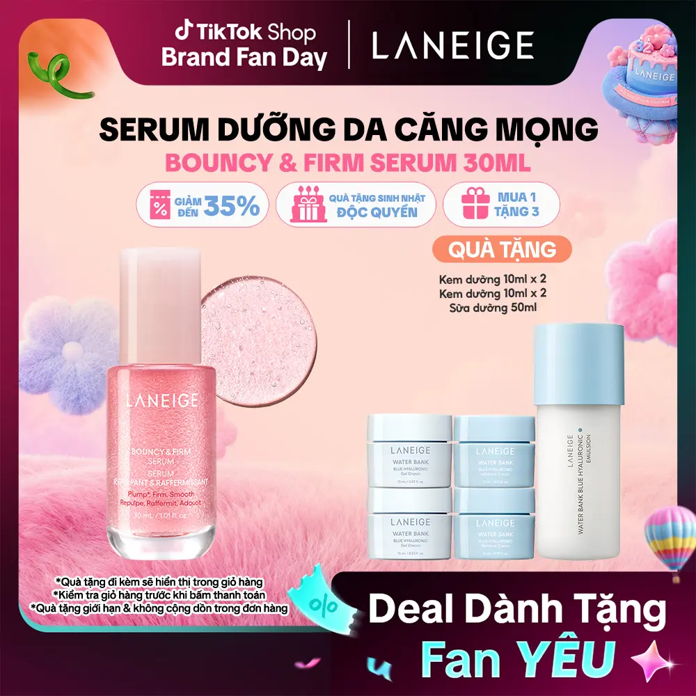Serum tăng cường collagen, làm mờ dấu hiệu lão hóa, giúp da căng sáng Laneige Bouncy & Firm Serum 30ml