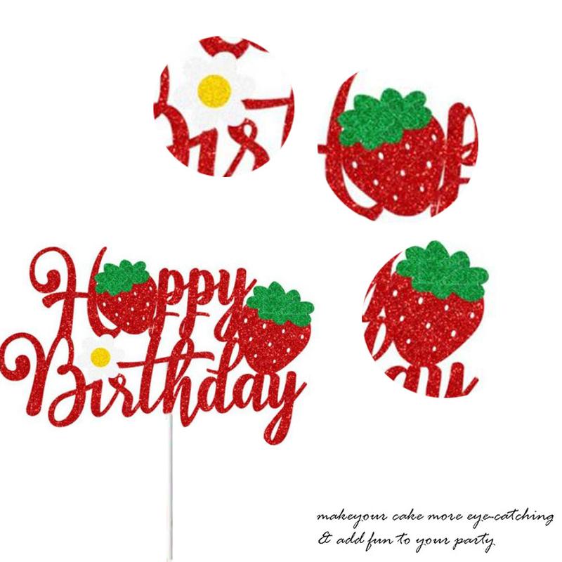 Product Introduction of Strawberry Fruit Theme Birthday Cake Topper Food Grade Baking Accessories Birthday Party Cake Decoration 5