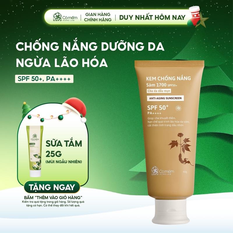 Kem Chống Nắng Sâm 1700 SPF50 PA++++ Phổ Rộng Hạn Chế Lão Hoá Bảo Vệ Dưỡng Ẩm Da Cỏ Mềm 60g Skincare Sunscreen Sun Cream 2 Phân Loại Cho Da Thường và kiểm soát dầu cho da dầu mụn