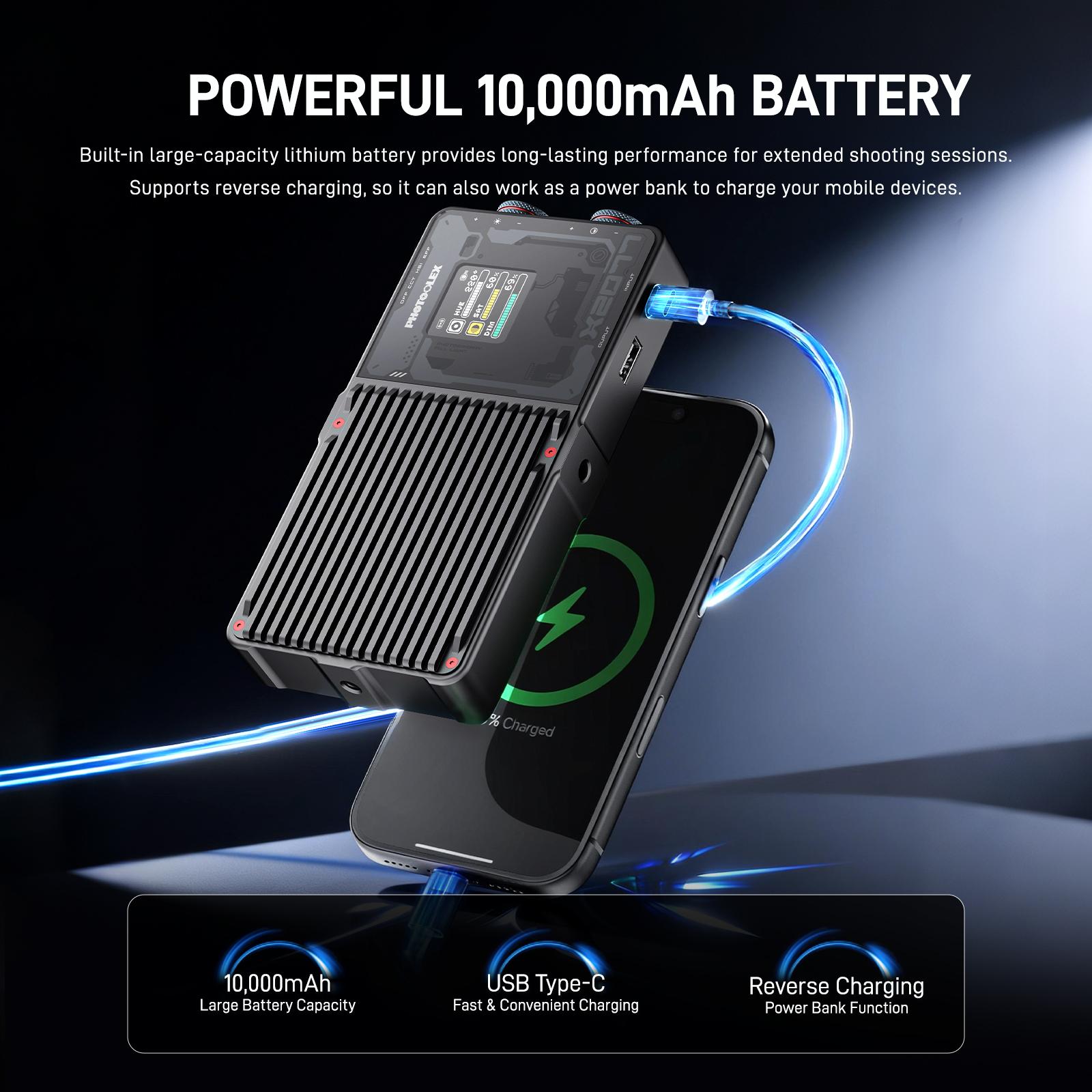 PHOTOOLEX X2077 Panel Light Combo Set RGB LED Lampu Studio 10000mAh dengan Power Bank Lampu Profesional untuk Vlog Live Streaming Camera