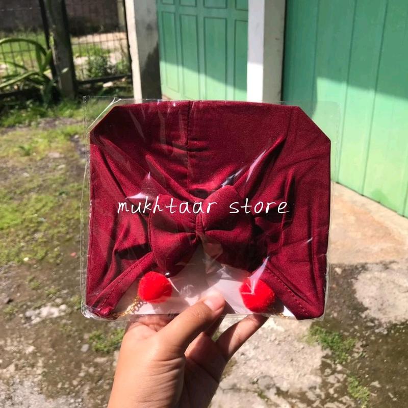 Turban Pita Anting Pom Pom Anak Bayi Perempuan / Turban Baby Girl Newborn Lucu dan Gemes 2