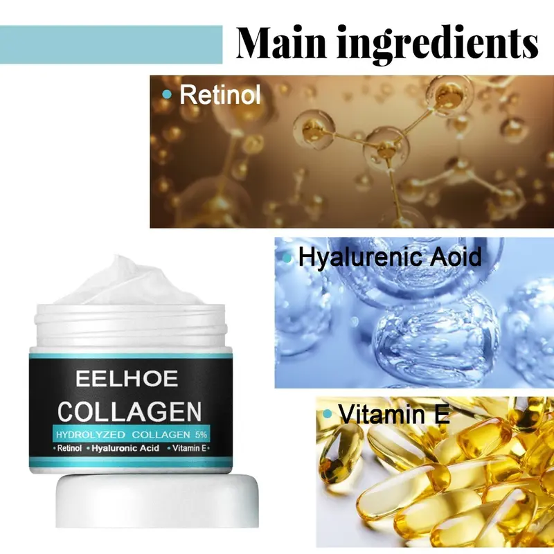 Krim Pria Pemutih Wajah Pelembut Penipis Anti Kerut Penuaan Penghilang Keriput Krim Perawatan Kulit - EELHOE Men's Collagen Cream 30g 7