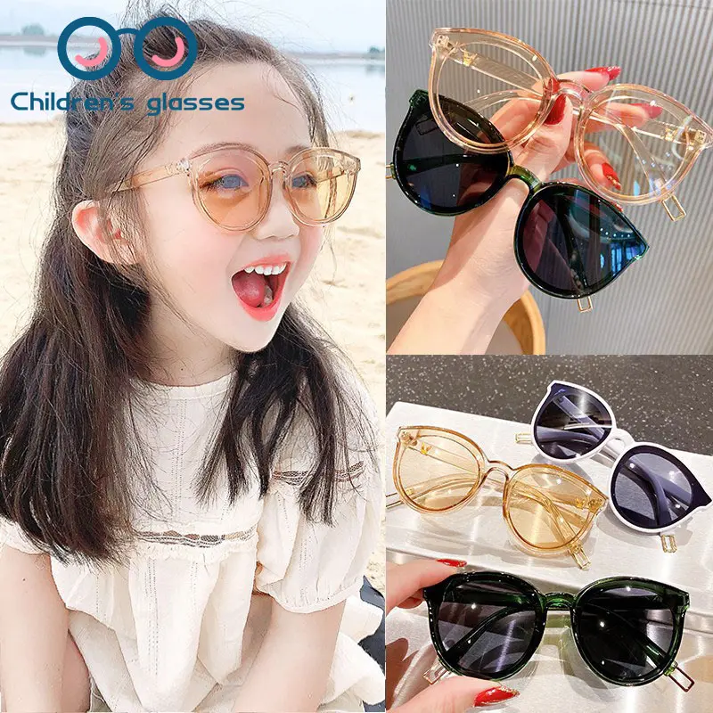 แว่นกันแดดทรงกลมเด็ก ดีไซน์น่ารัก สไตล์เกาหลี เหมาะสำหรับทารกแรกเกิด เฉดสีฤดูร้อน กันแดด แว่นตา V ป้องกันรังสียูวี ป้องกันดวงตา แว่นตา