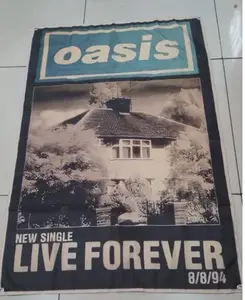 Miniflag/Flag/Banner/Bendera/Tapestry/Poster Kain/Dekorasi/Spanduk/Bendera Band Oasis Live Forever