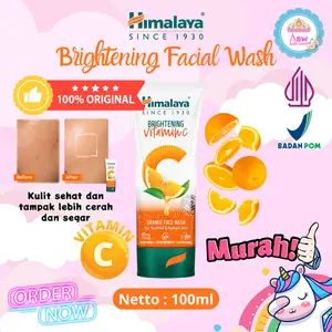 Himalaya Brightening Vitamin C 100ml Orange Face Wash Kulit Awet Muda & Bercahaya Dengan Niacinamide