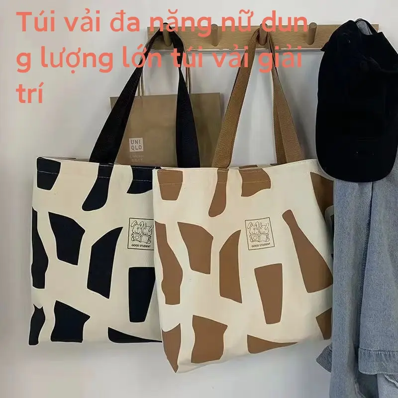 Túi Vải Bố, Dung Lượng Lớn, Tote Đi Lại, Thích Hợp Đi Làm, Đeo Một Bên Vai, Dễ Phối Đồ, Túi Sinh Viên Nghệ Thuật Chữ Nhật Nữ Đeo Vai Bag Hình Chữ Nhật 0
