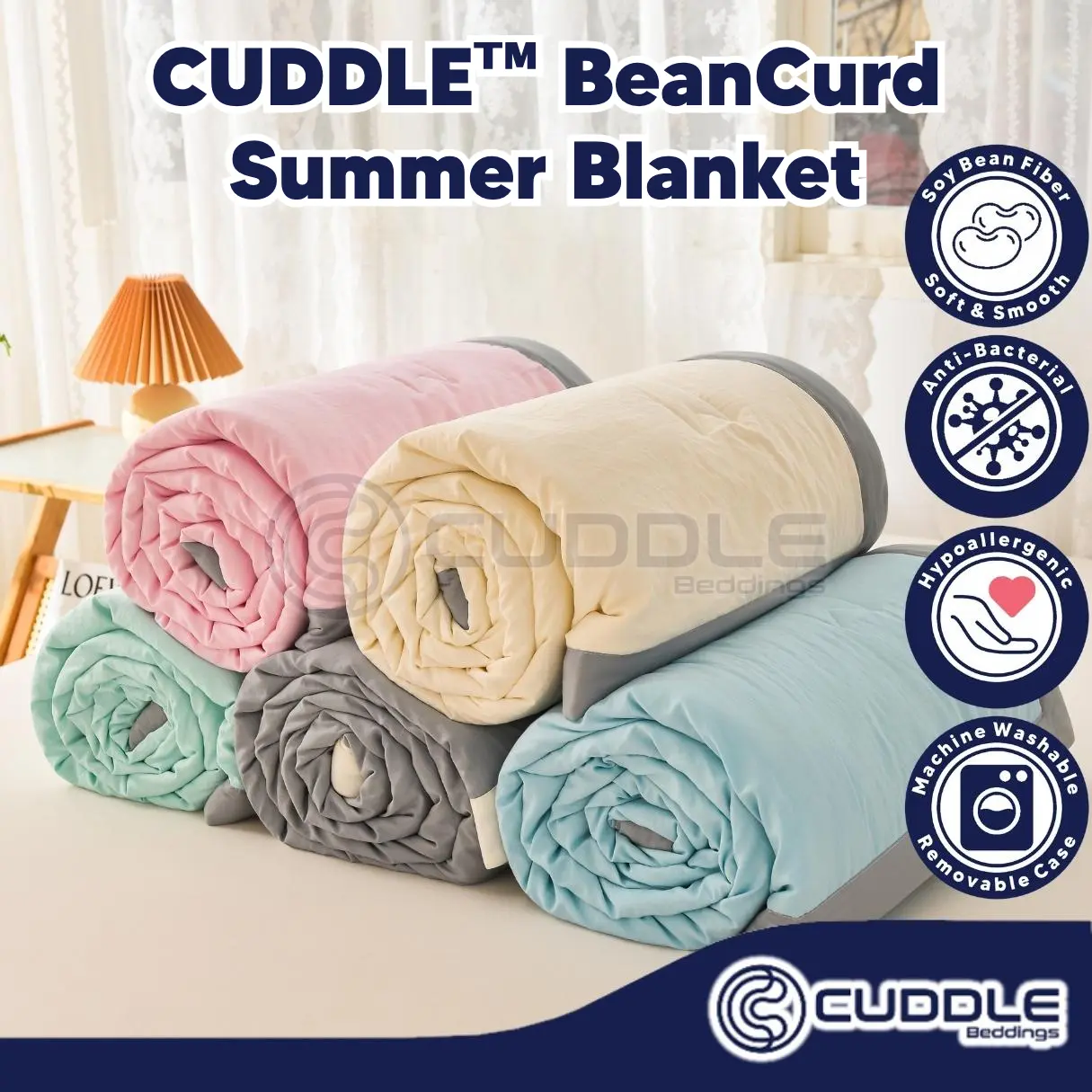 Cuddle Beancurd Summer Blanket/ Soy Protein Fiber Soft Blanket/ Washable