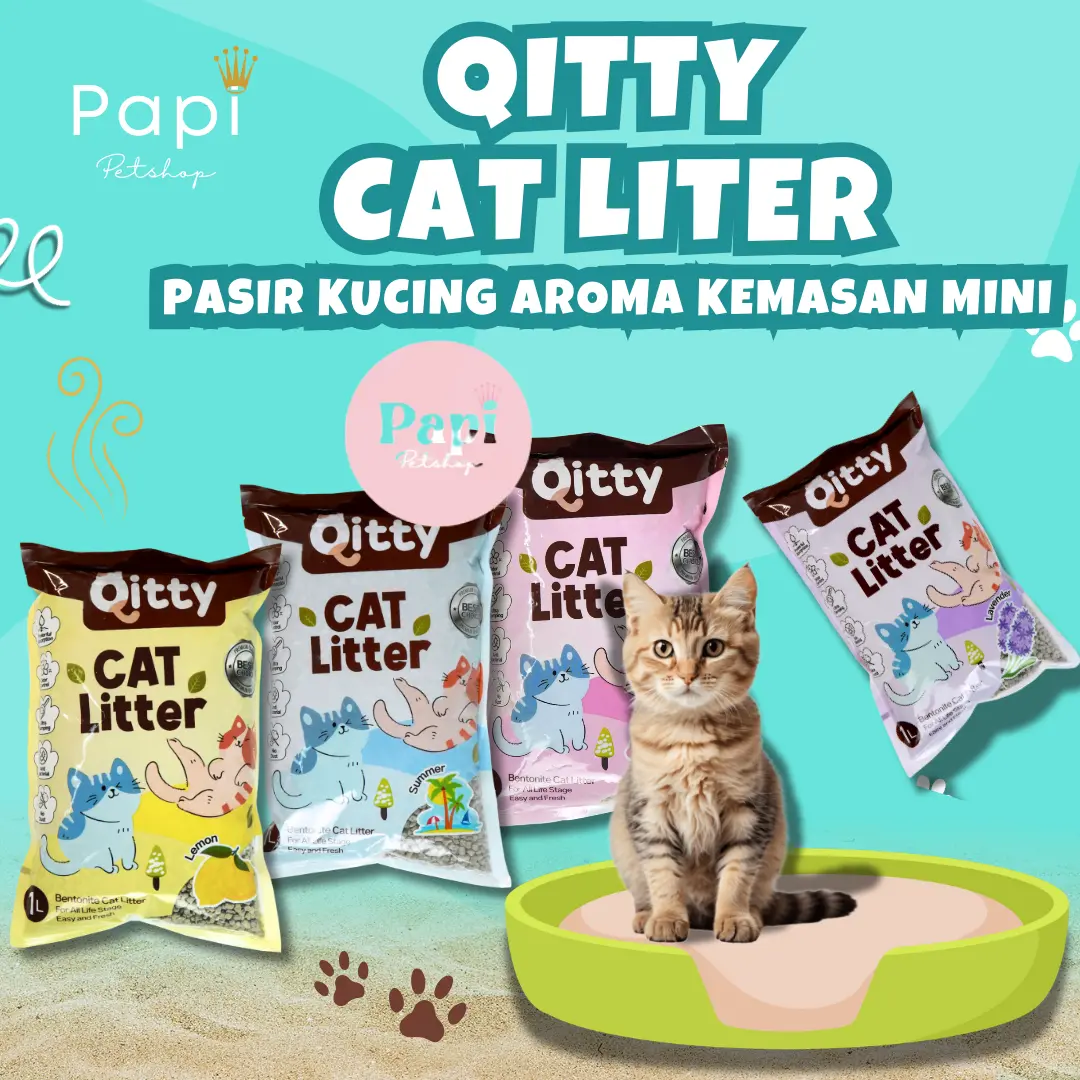 Cat Litter QITTY 1lt Pasir Bontonite Super Premium Quality Untuk Pewangi Kotoran Kucing Pasir Kucing Sand for Cat Pet