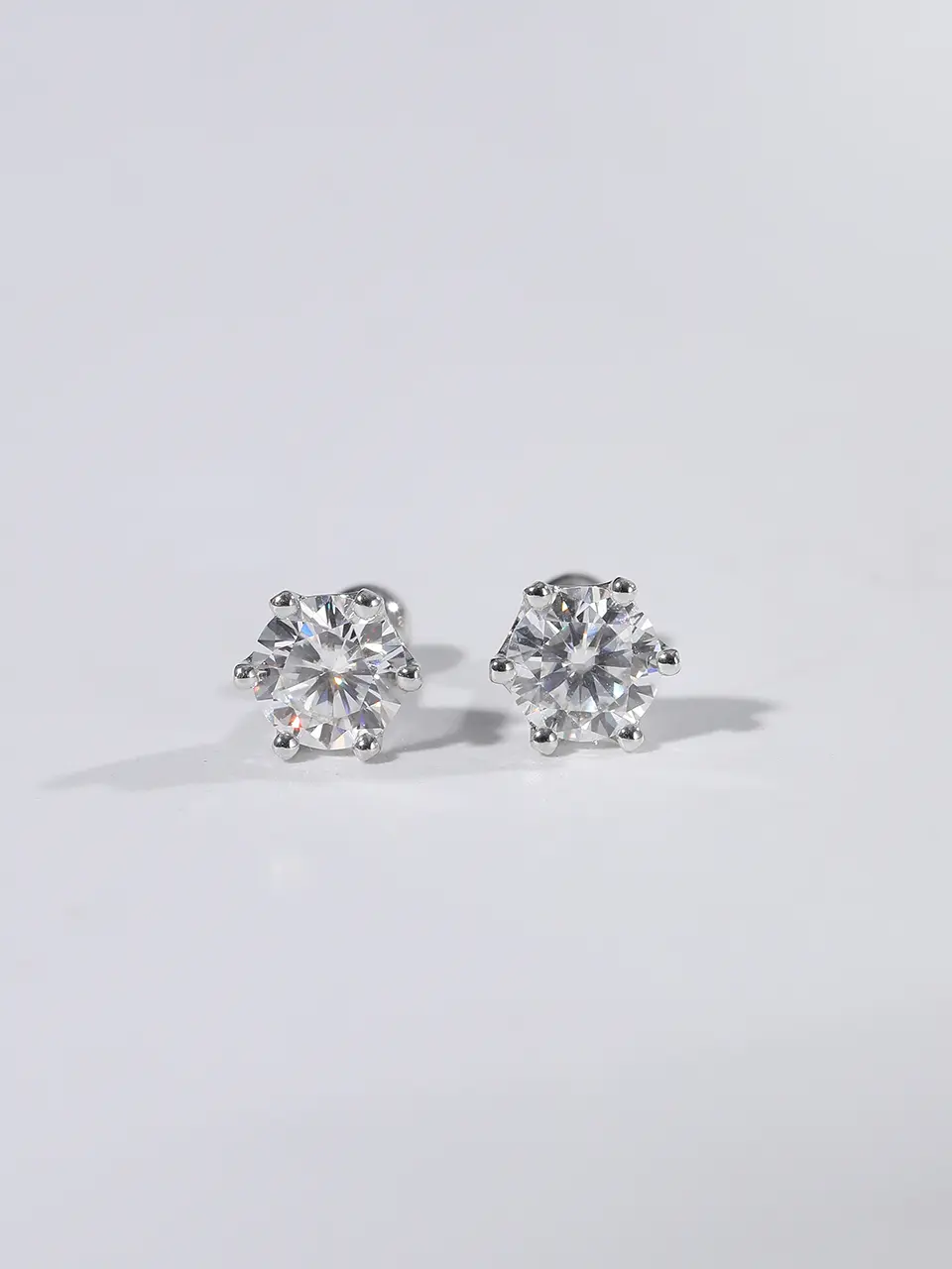 Moissanite 6 Prong Screw Back Ear Stud 0.3CT