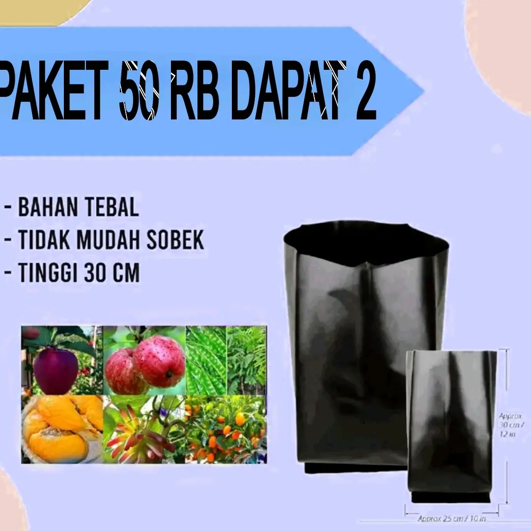 Paket 50rb / POLYBAG / POT PLASTIK ISI 2