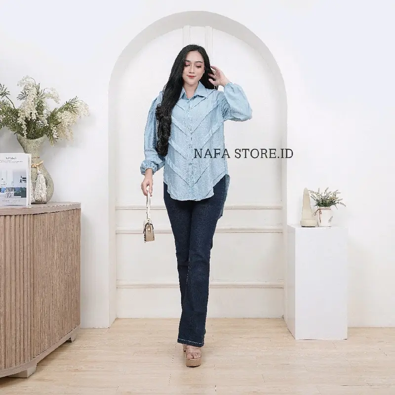 Medina Blouse Kemeja Polos Atasan Wanita Polo Linen 3