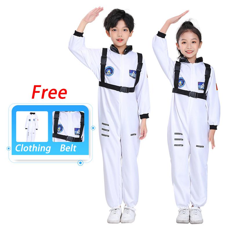 Kids Astronaut Costume White Space Jumpsuit for Boys Girls Astronaut Role Play Costume 0