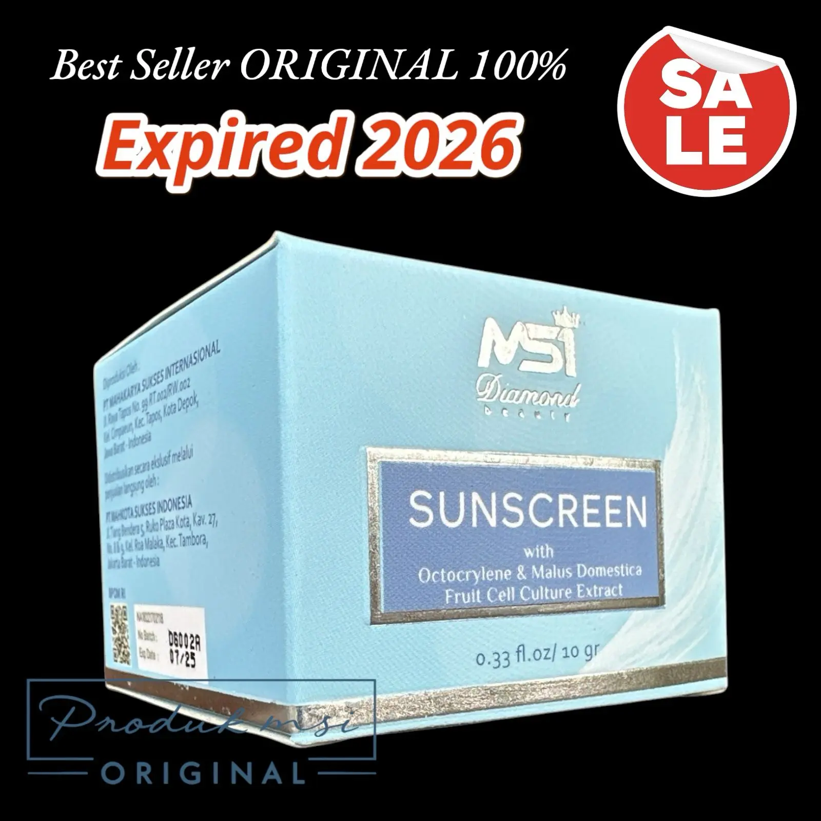 MSI Diamond Beauty Sunscreen Perlindungan Wajah dari Paparan Sinar Matahari - 10g - Aging, Facial