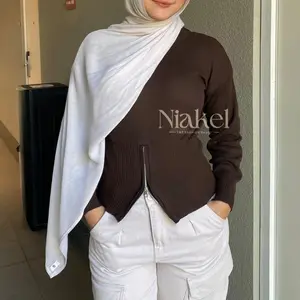 Niakel | Calaa Sweater Rajut Premium Resleting Bawah Knitwear Wanita Gaya Korea