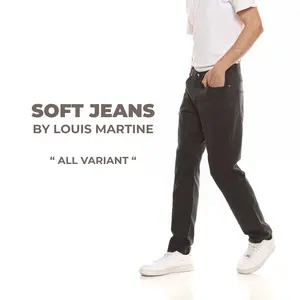 LOUIS MARTINE Celana Soft Jeans Panjang Model Standart Pria Ukuran 28-38 Bahan Halus Lembut Tersedia 3 Varian Warna Original