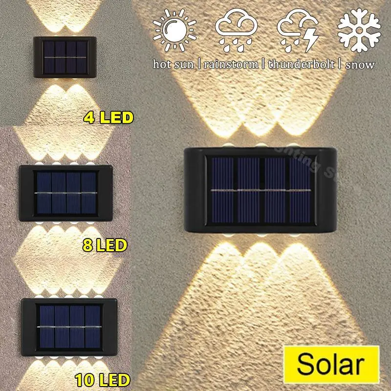 2Pcs Outdoor Solar Wall Light Fence Lamp Garden Yard Patio Deck Lamp Courtyard Pathway Decoration Wall Light  Waterproof