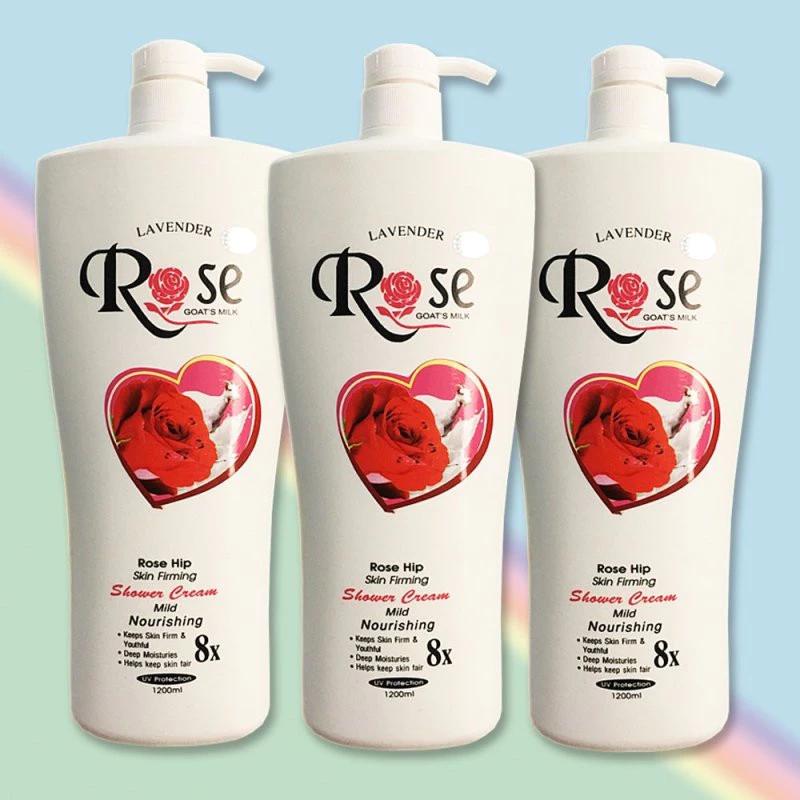  ComBo 3 Chai Sữa tắm dê ROSE hương hoa hồng 1200ml sữa  tắm  pleuvoir kem  chống  nắng  da  body 
