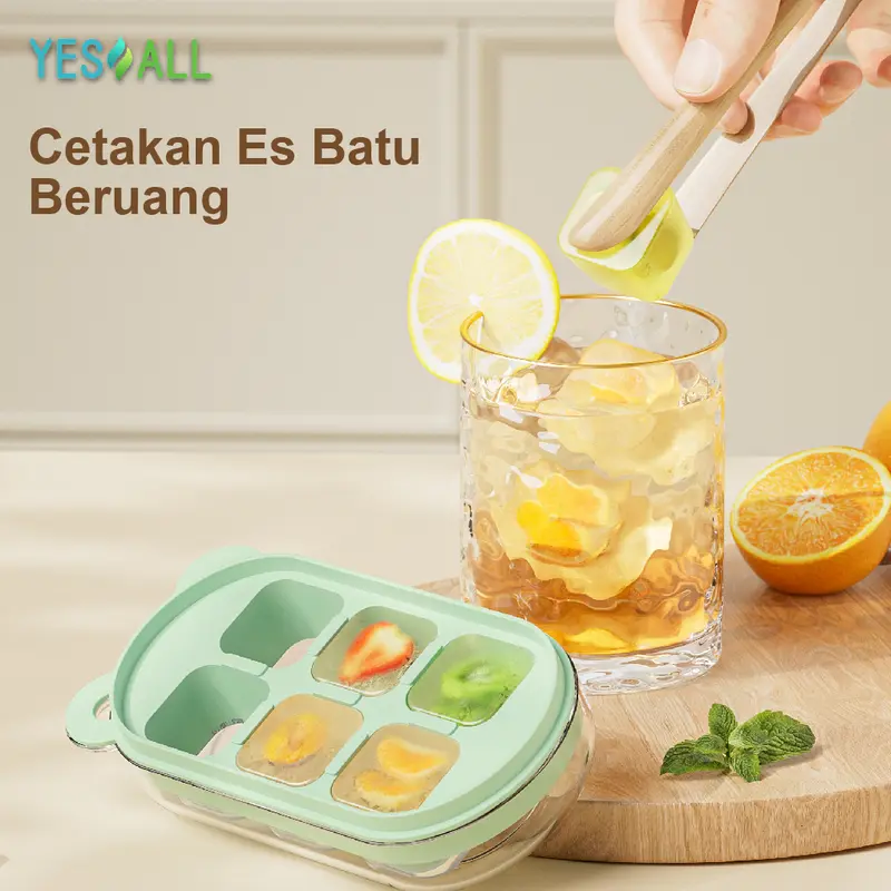 YESALL Cetakan Es Batu Kecil Mini Silikon Beruang Bear Coklat Jelly 6 Sekat Model Tekan Press| Wadah Tempat Es Batu Ice Cube Tray Pencetak Es Batu Aesthetic Kitchenware 2