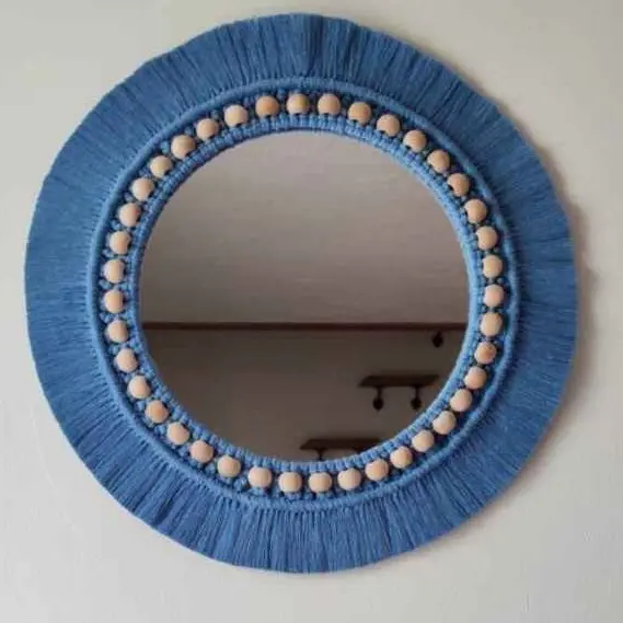 Cermin Macrame Dekorasi Dinding Manik Macrame Hadiah Dekorasi Kamar Mandi Hadiah Rumah Baru | Cermin Boho 5