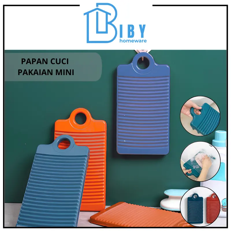 BIBY  Papan Pencuci Mini Multifungsi Plastik / Papan Penggilesan Cuci Baju Kecil Portable / Washing Board Plastik Portabel