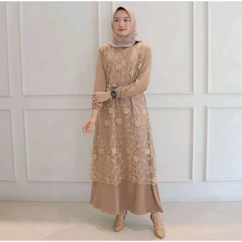 GAMIS BRUKAT TILE  MUTIARA GAMIS WANITA TERBARU PAKE TALI 2
