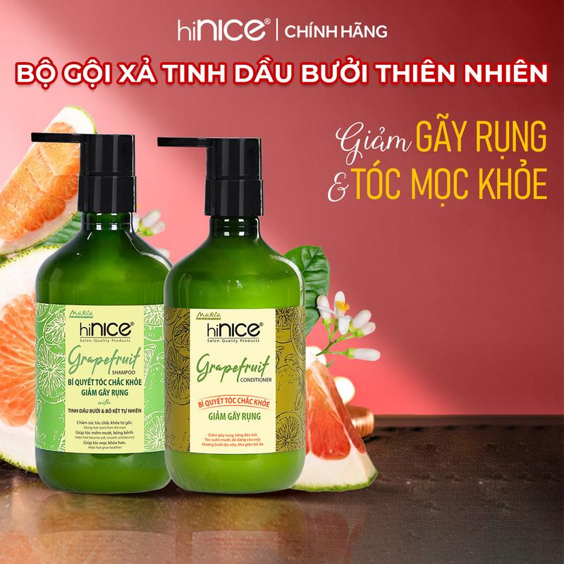  Bộ Dầu Gội Kem Xả Tinh Dầu Bưởi & Bồ Kết Thiên Nhiên hiNICE Grapefruit Dành Cho Tóc Gãy Rụng & Khô Xơ 
