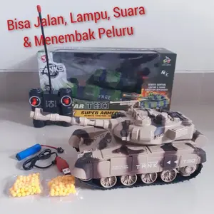 Mainan Rc Tank Remote Control RC War Tank Remot Bisa Battle Tembak Peluru - Light & Sound Set Hadiah Set Hadiah Game Cowok