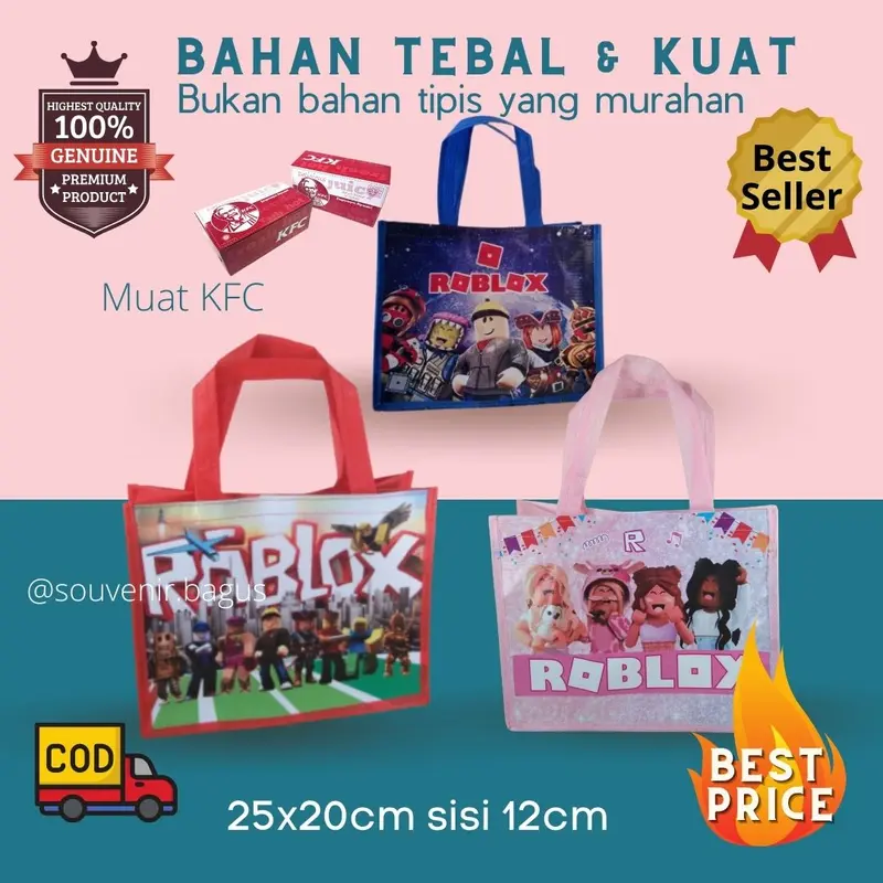 Tas Ultah Roblox (10 pcs) Tas Souvenir Ulang Tahun Roblox Murah Terlaris Goodie Bag Game Roblox Jakarta 3