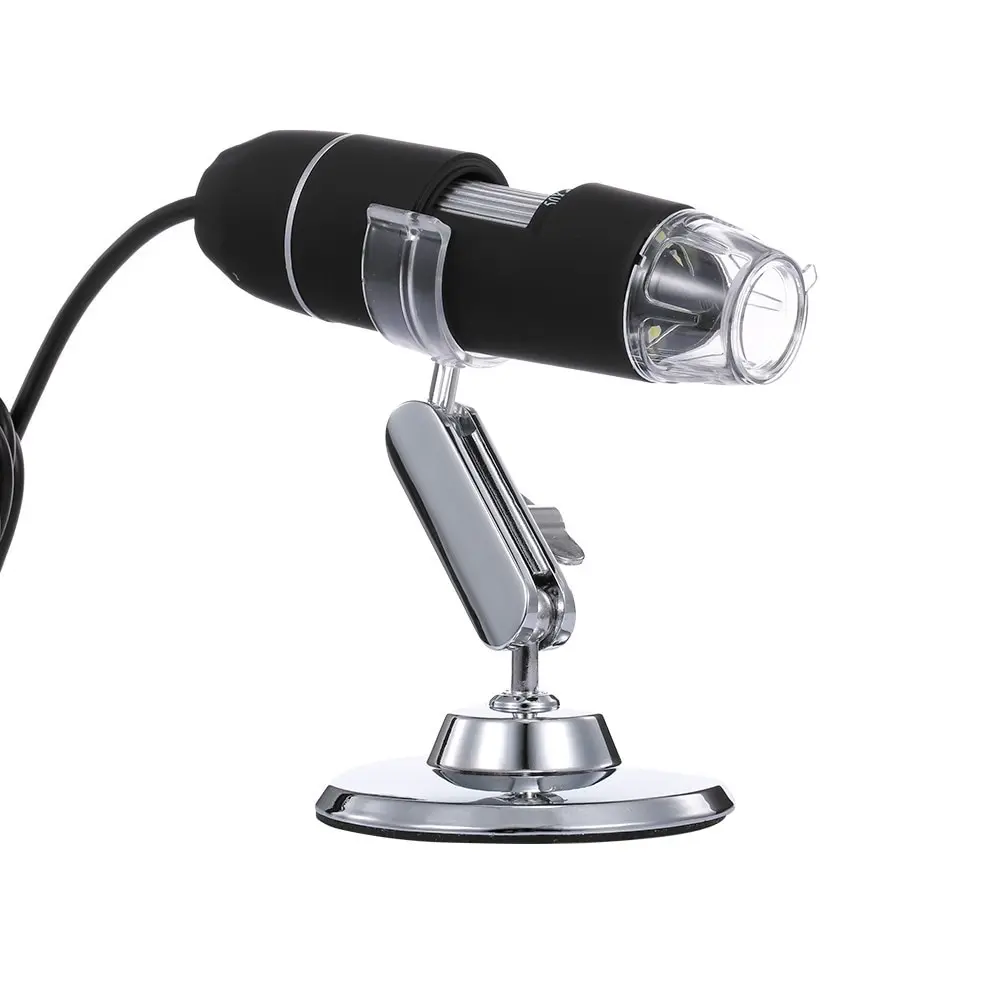 Portable Digital Microscope 500X 1000X 1600X Zoom HD Microscope 3 in 1 USB Magnifier 8 LED Lights Black